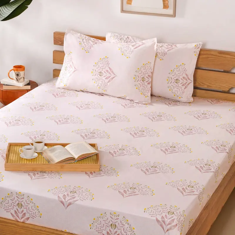 Daisy Floral 3-Piece King Bedding Set – 180 Tc Pure Cotton Duvet Cover + Pillowcases (275X275 Cm) 1