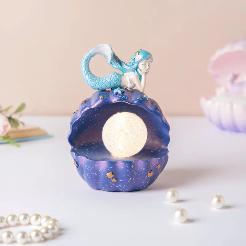 Dark Blue Mermaid Shell Decor – Starry Ocean-Themed Accent Piece 1