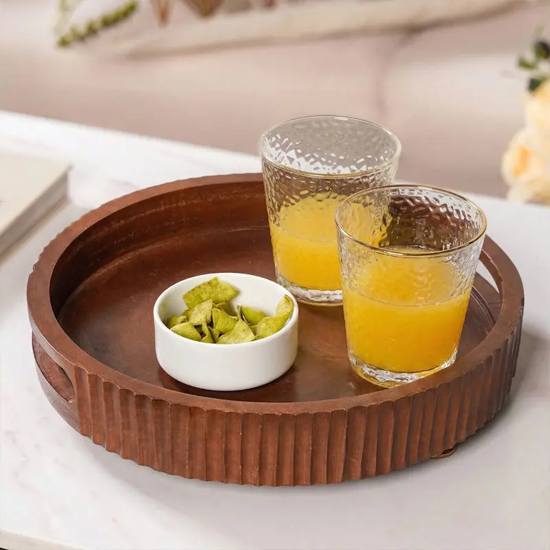 Dark Wood Rectangular Serving Tray – 30Cm Natural Finish 1