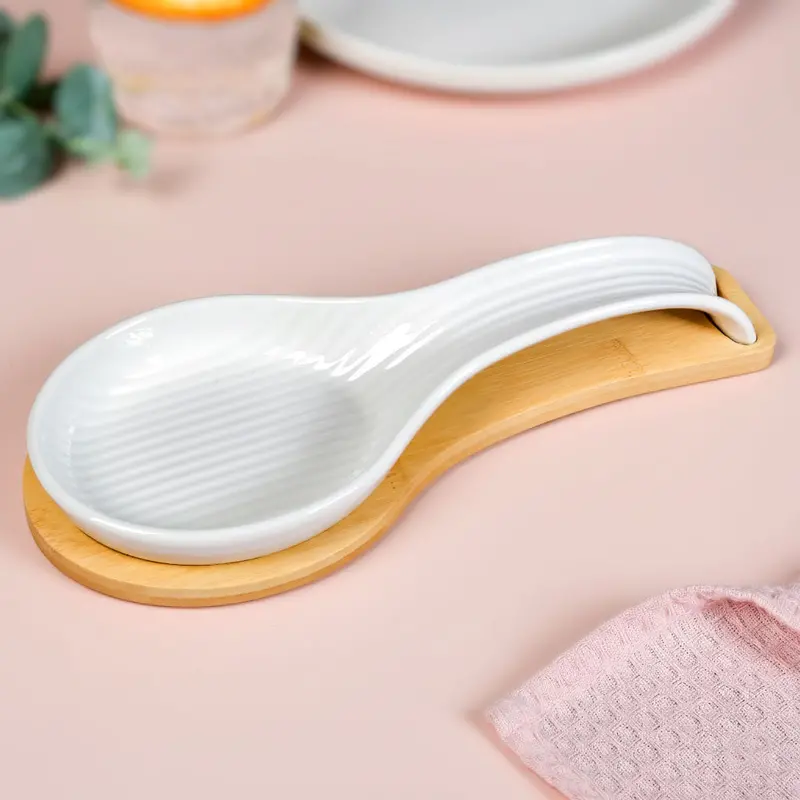 Decorative Ceramic Spoon Rest With Integrated Stand 1