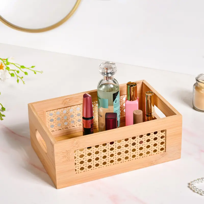Decorative Woven Bamboo Storage Basket – Natural Texture 1