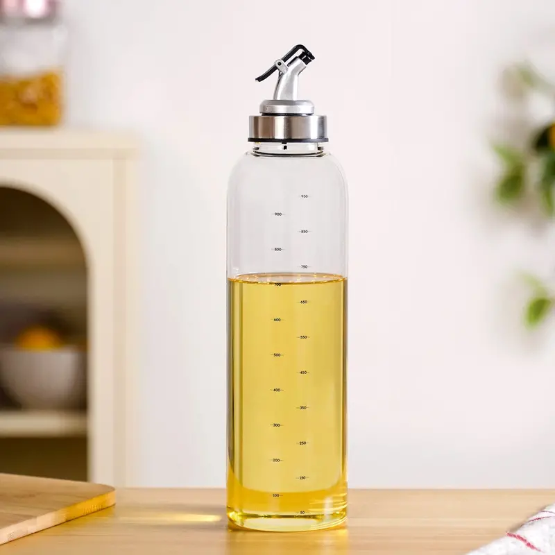 Detachable Nozzle Oil And Vinegar Dispenser Bottle – 1000Ml Glass Container 1