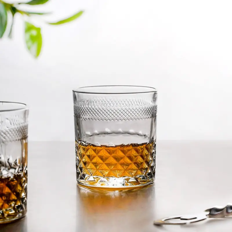 Diamond-Embossed Premium Whiskey Tumblers – Set Of 6, 230Ml 1