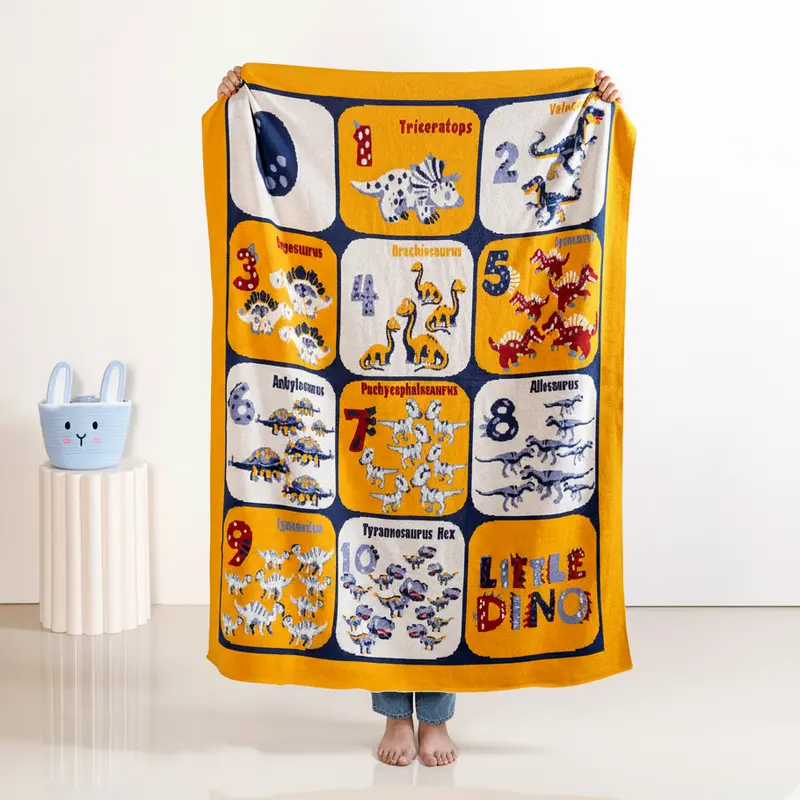 Dinosaur Counting Throw For Kids – One-To-Ten Learning Blanket (159X124Cm) 1