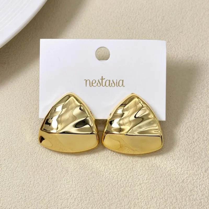 Distressed Metallic Gold Studs 1