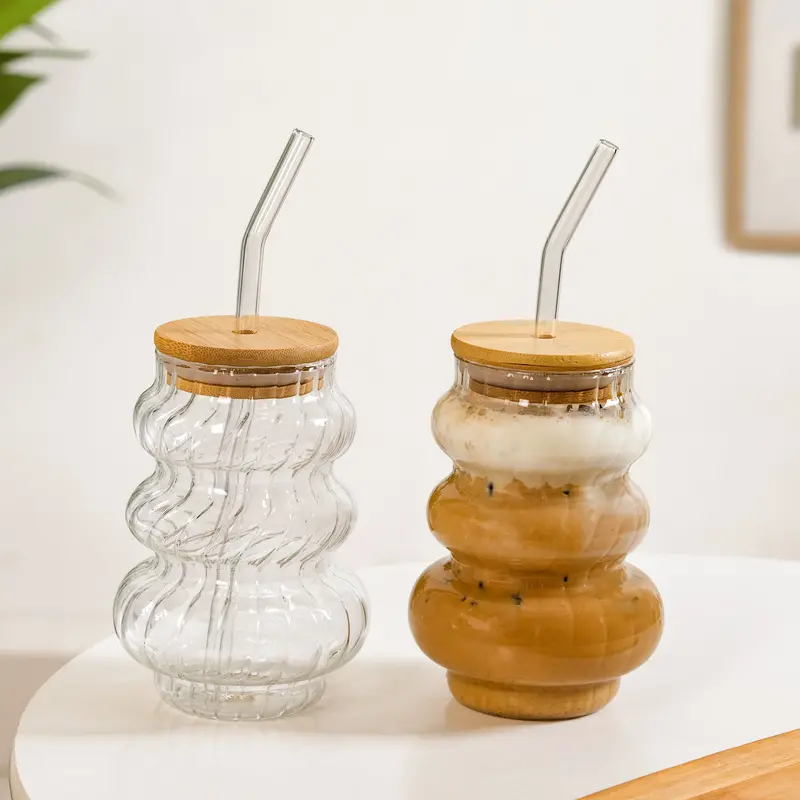 Donut-Tower 500Ml Borosilicate Tumbler Set (2) With Straw 1