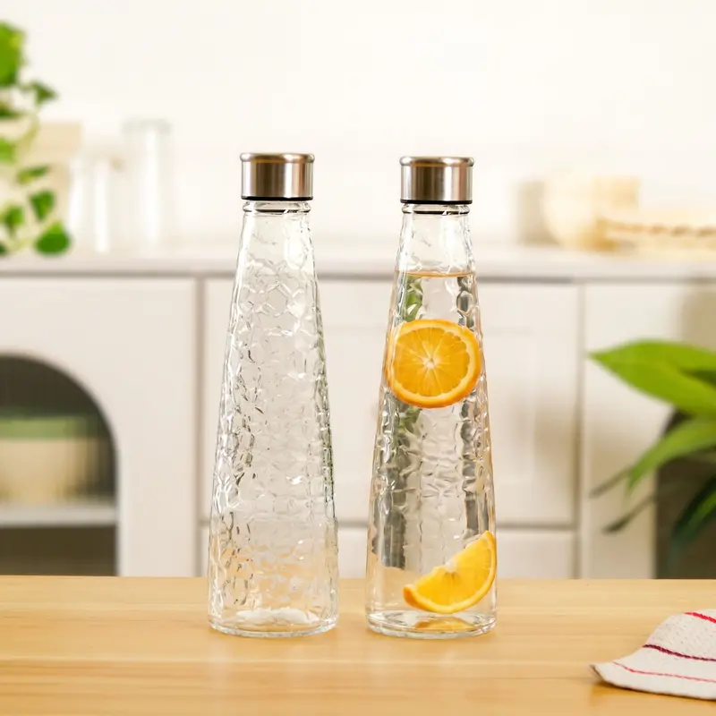 Double-Wall Glass Bottles With Stainless Steel Lids – 750Ml Set Of Two 1