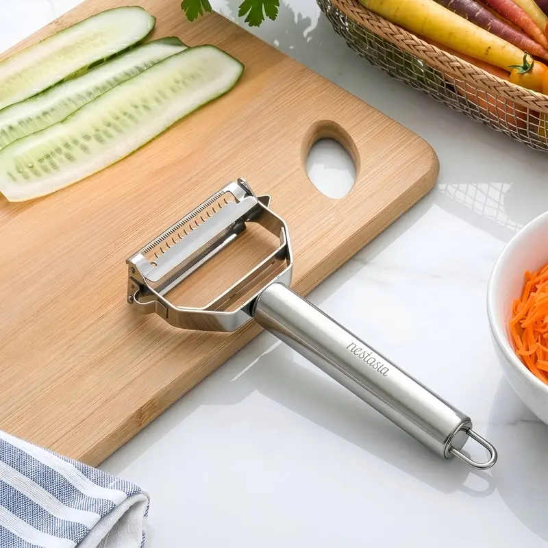 Dual-Blade Stainless Steel Julienne Peeler For Vegetables 1