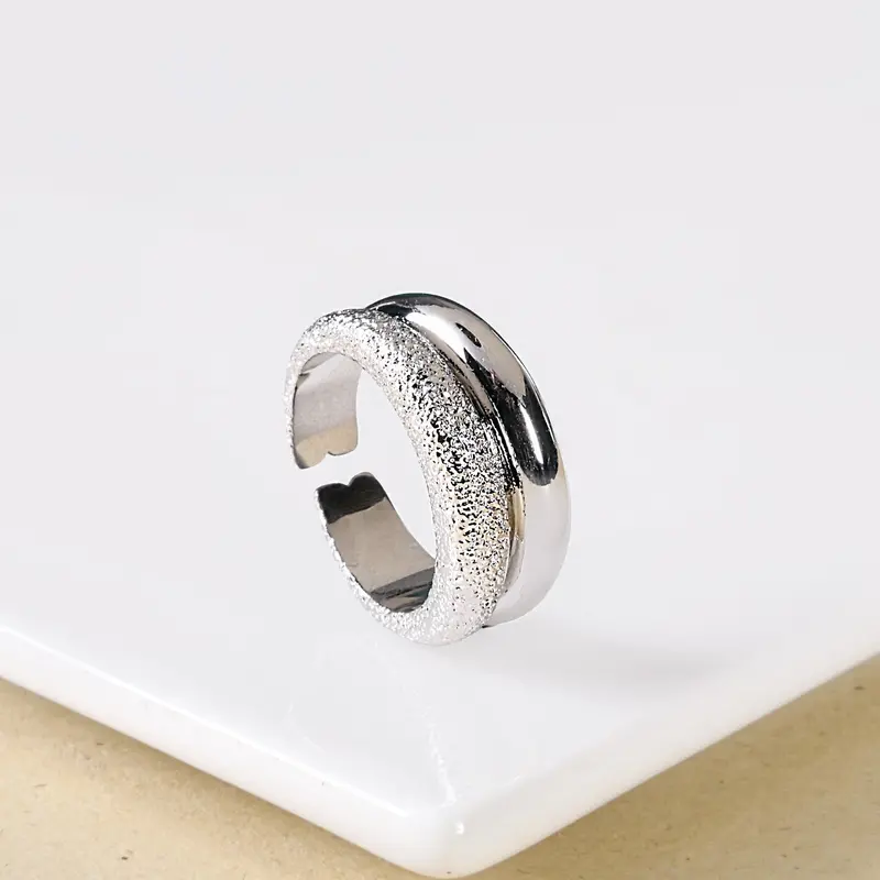Dual-Crusted Silver Stackable Ring 1