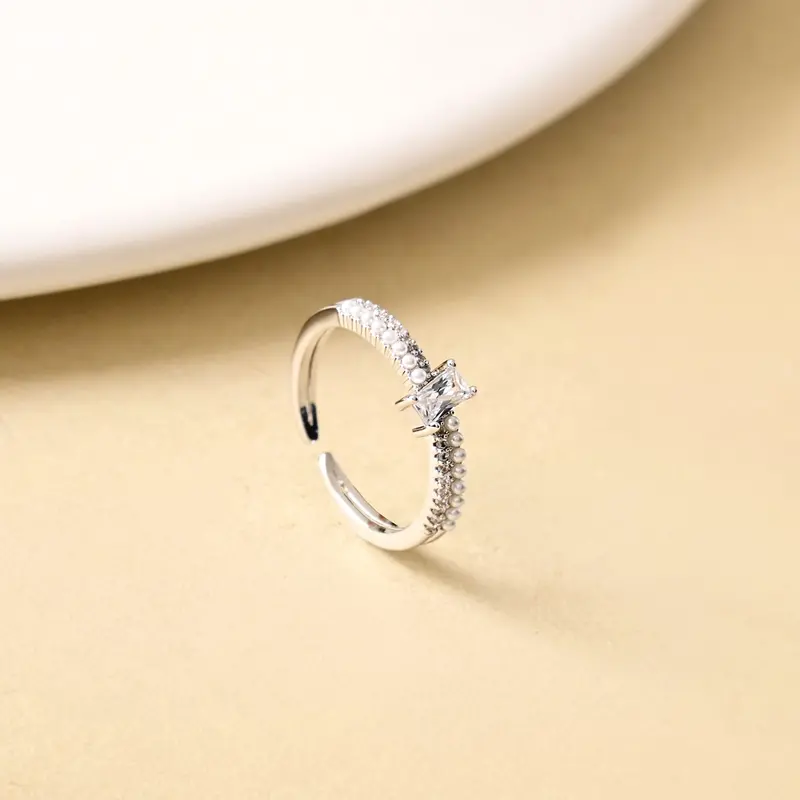 Dual Essence Sterling Silver Ring With Baguette Solitaire 1
