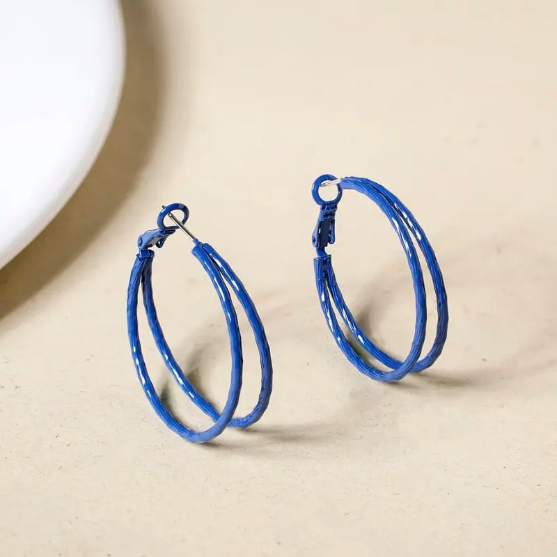 Dual-Tone Blue Layered Hoops 1