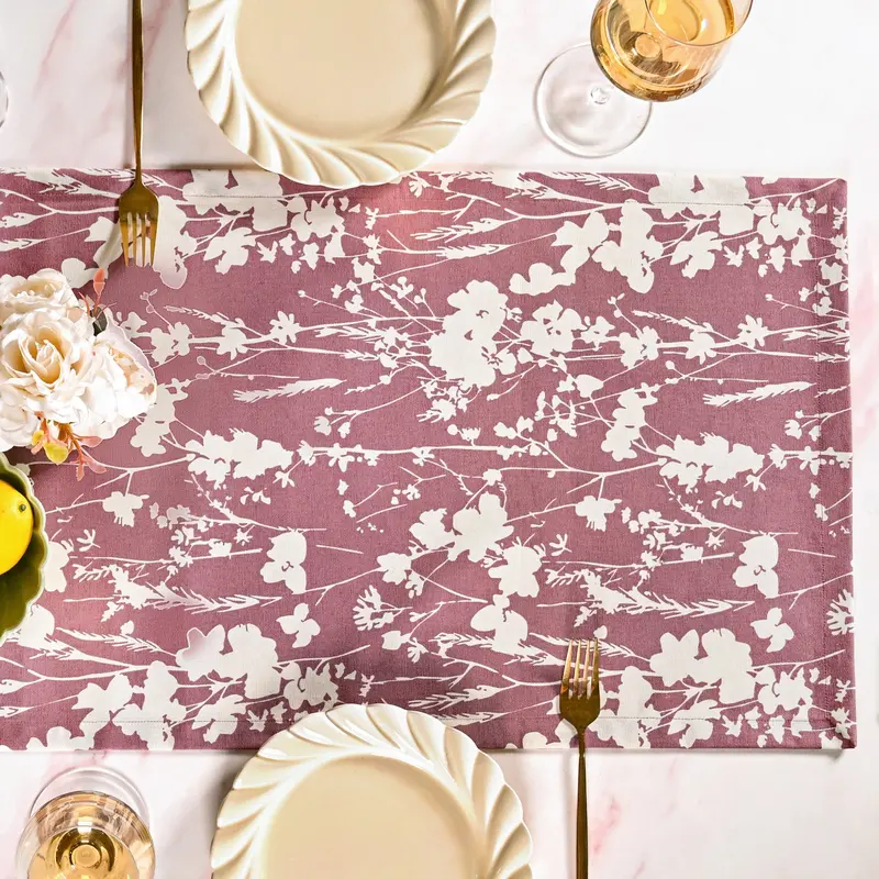 Dusty Mauve 6-Person Cotton Runner – 185 X 35 Cm 1