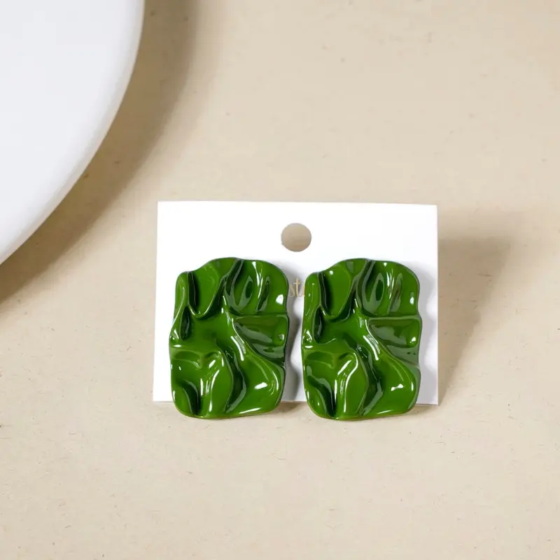 Earthy Glam Green Stud Earrings 1