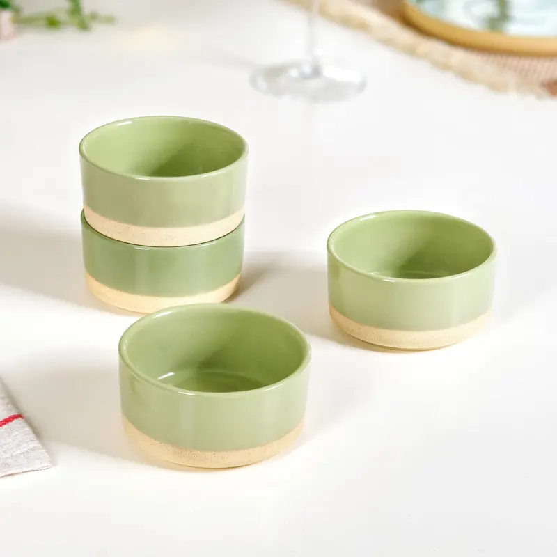 Earthy Sage Green Stoneware Small Bowls – Set Of 4, 150Ml Capacity 1