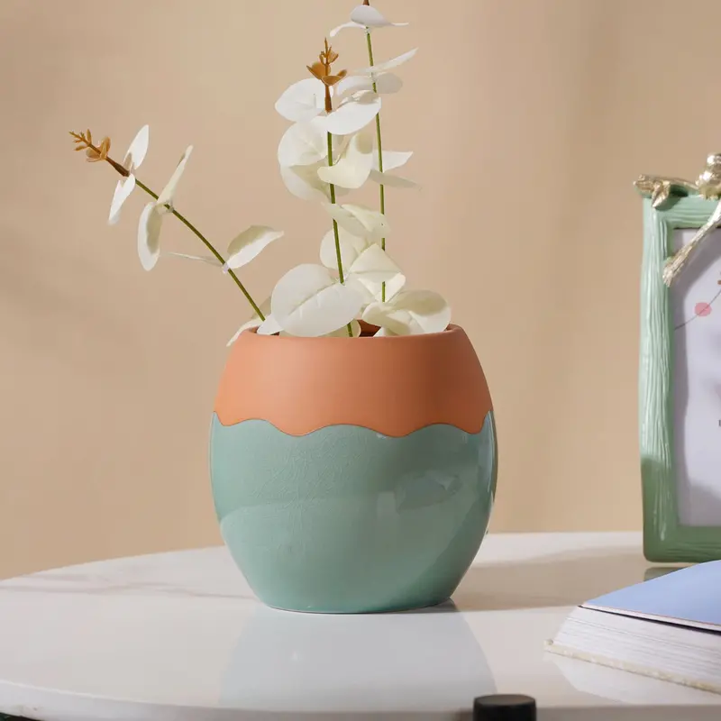 Earthy-Tone Textured Ceramic Vase 1