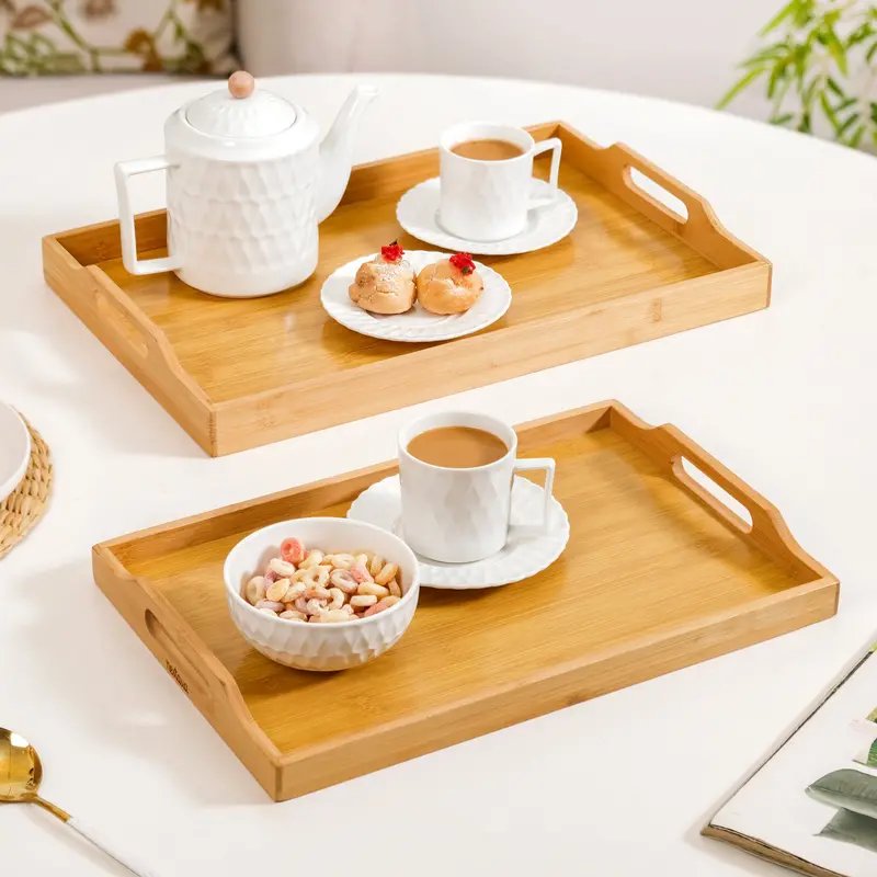 Eco-Conscious Set Of Two Wooden Serving Trays 1