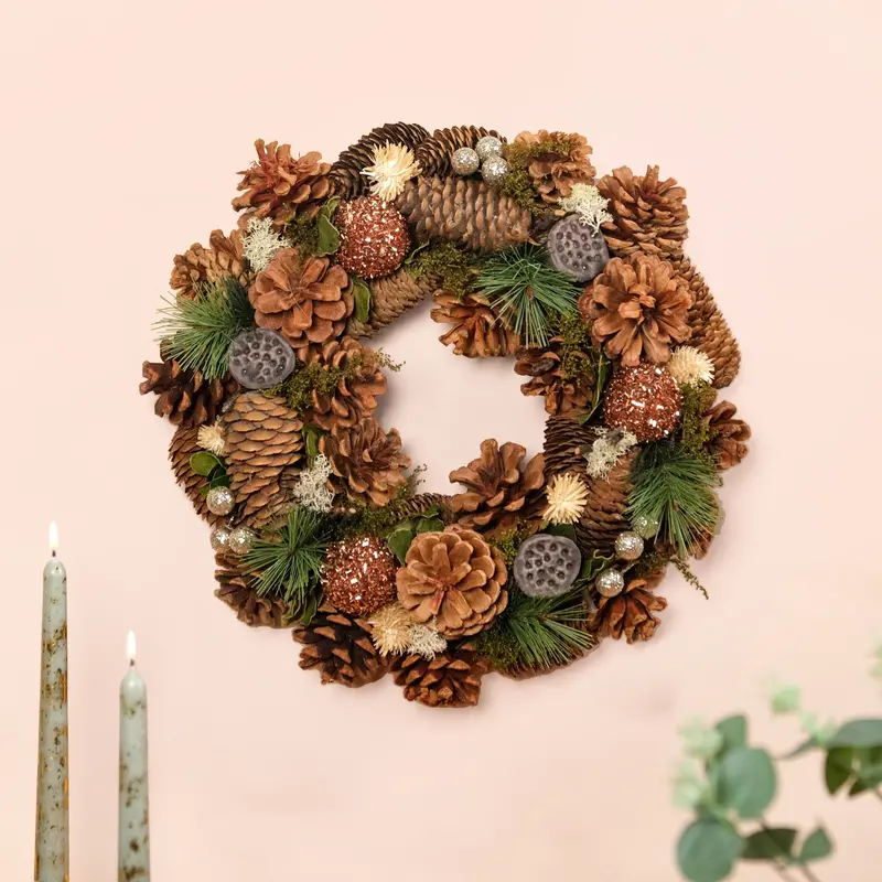 Eco-Friendly Pinecone & Evergreen Wreath 1