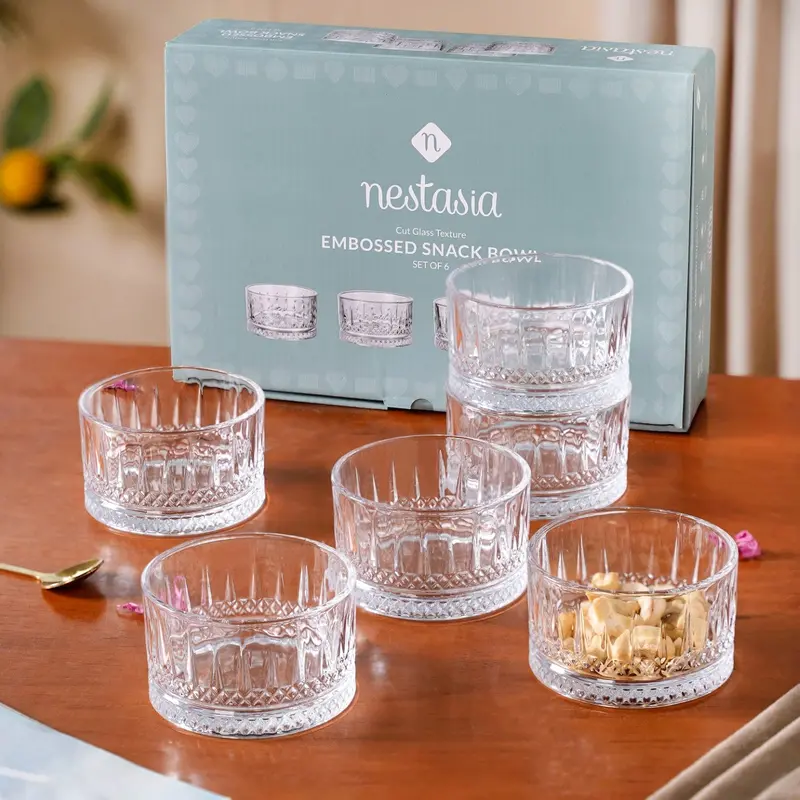 Elegant Clear Glass Mini Snack Bowls – Set Of 6 (220Ml) 1