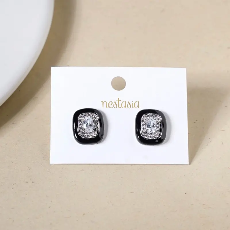 Elegant Stone Halo Stud Earrings In Sterling Silver 1