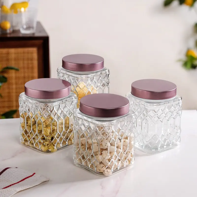 Embossed Ceramic-Style Storage Containers With Sealed Lids – 4 X 1300Ml 1