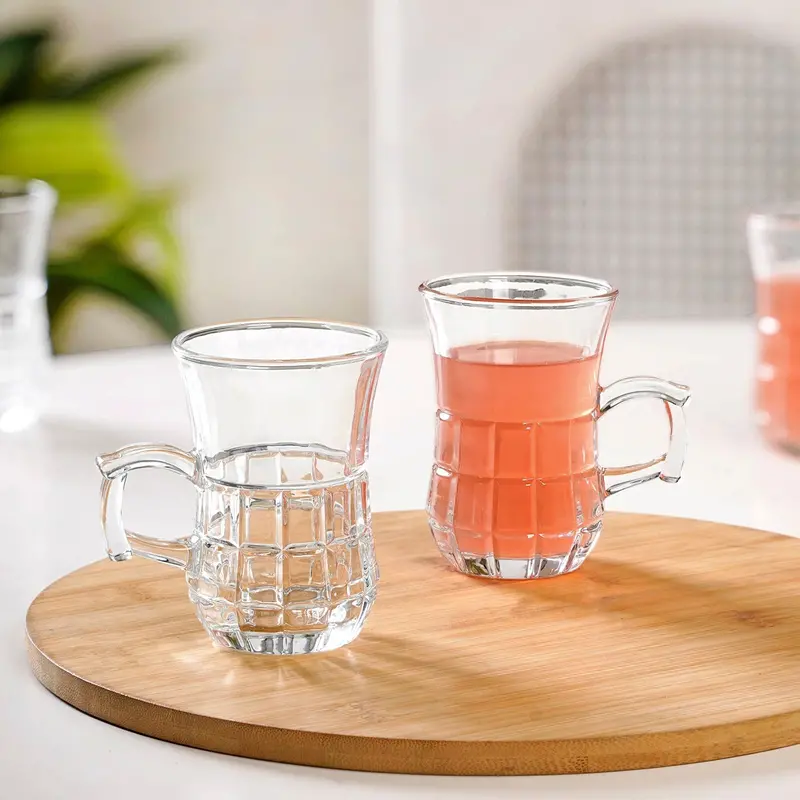 Embossed Tulip Tea Cups – Elegant 6-Piece Glass Set, 150Ml 1
