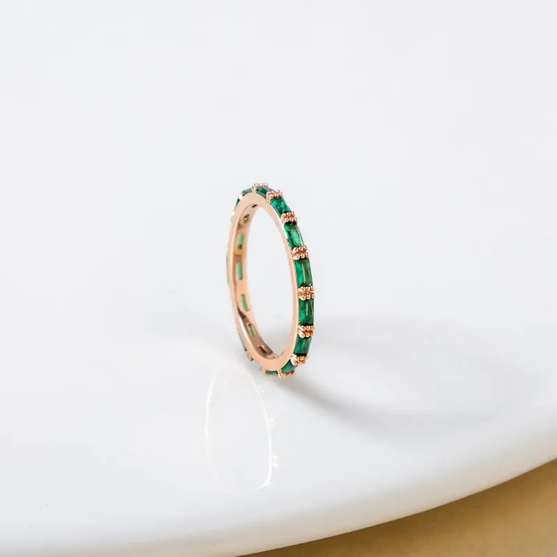 Emerald & Gold Delicate Adjustable Ring 1
