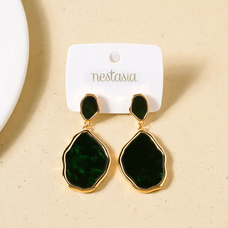 Emerald Green Dangler Earrings With Vibrant Gemstone Accents 1