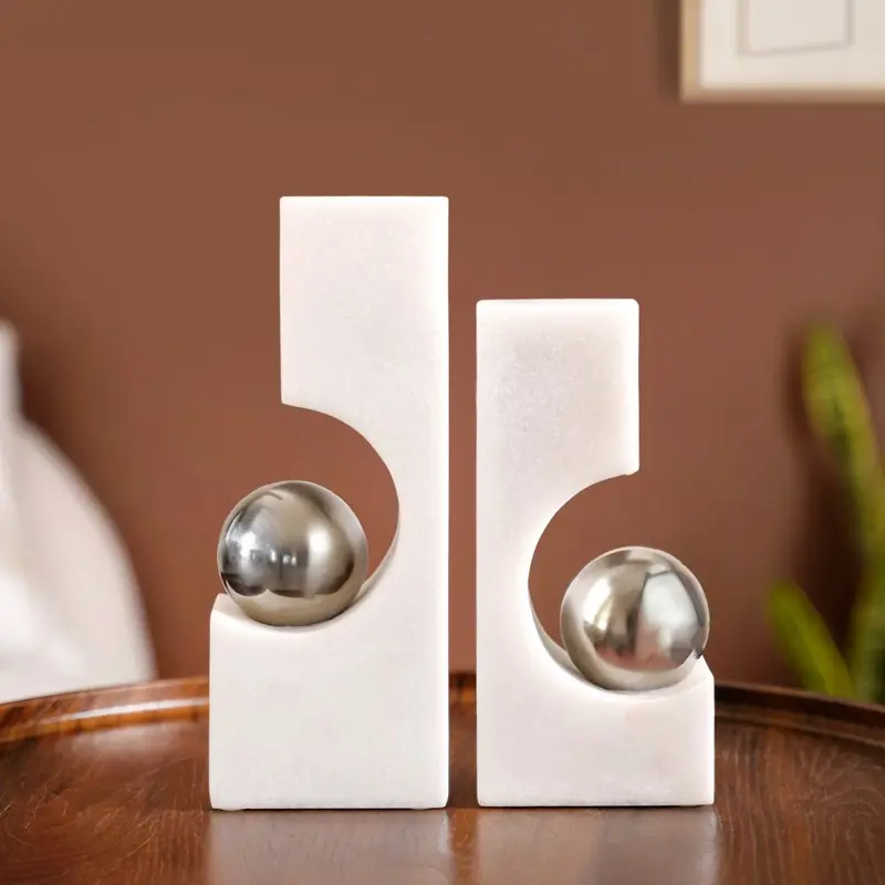 Equilibrium Bookend Set – Balanced Abstract Sculptural Pair 1