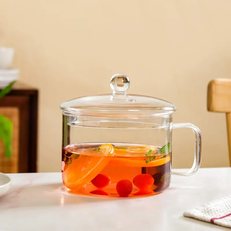 Ergonomic Handle Glass Cooking Pot – 1.7L Clear Heat-Resistant Saucepan 1