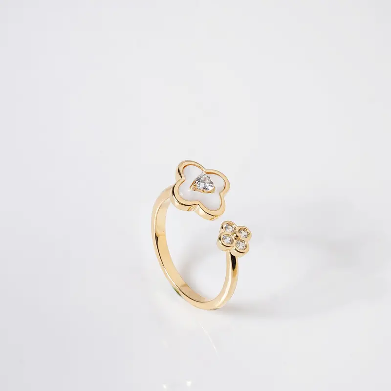 Ethereal Bloom Gold Bypass Ring For Women 1