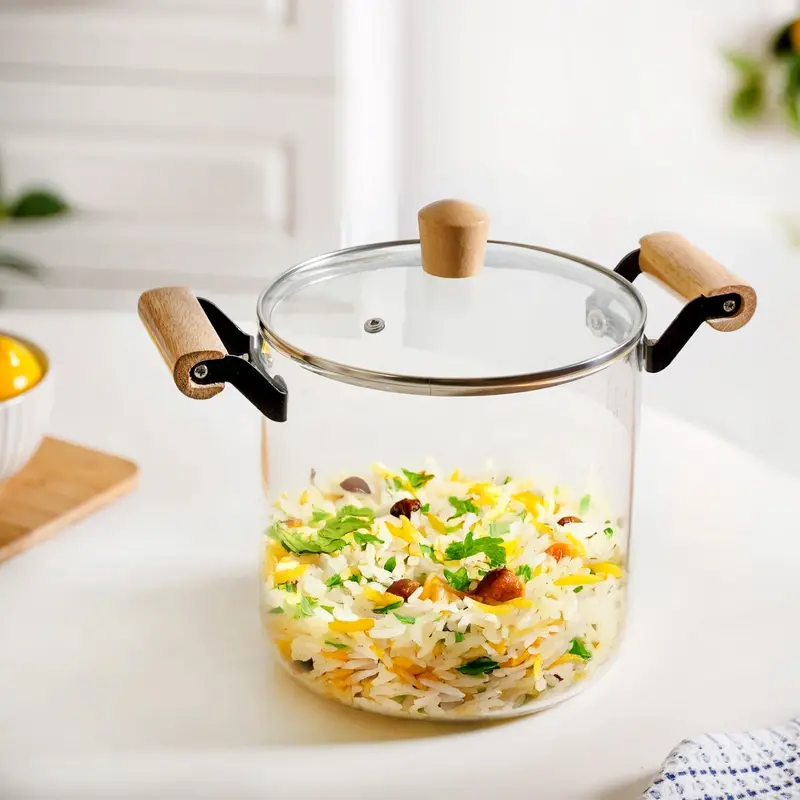 Extra-Large Borosilicate Simmer Pot With Lid – 5.5L Stovetop-Safe 1