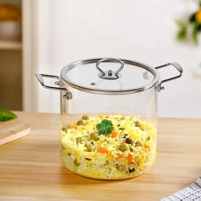 Extra-Large Transparent Glass Soup Pot – 5.5L With Stainless Steel Handle 1