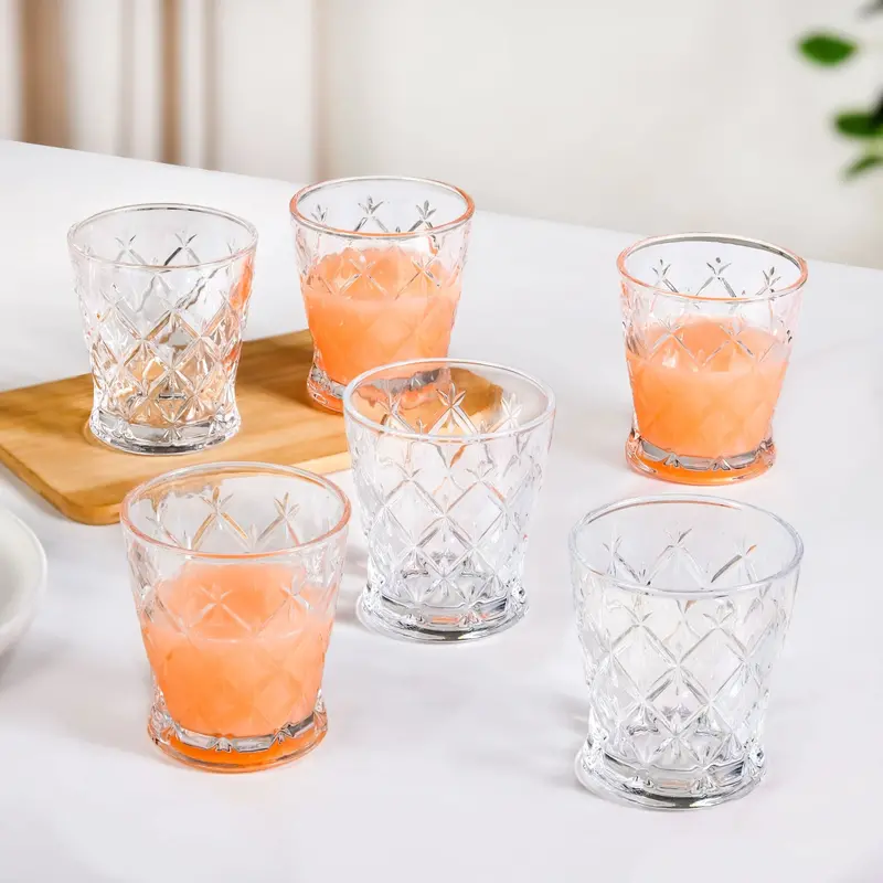 Faceted Diamond-Cut Drinking Glass Set – 6-Piece, 245Ml 1