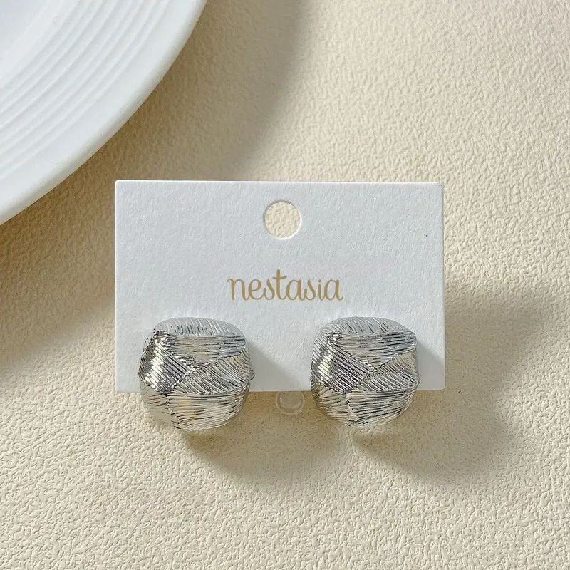 Faceted Edge Silver Stud Earrings 1