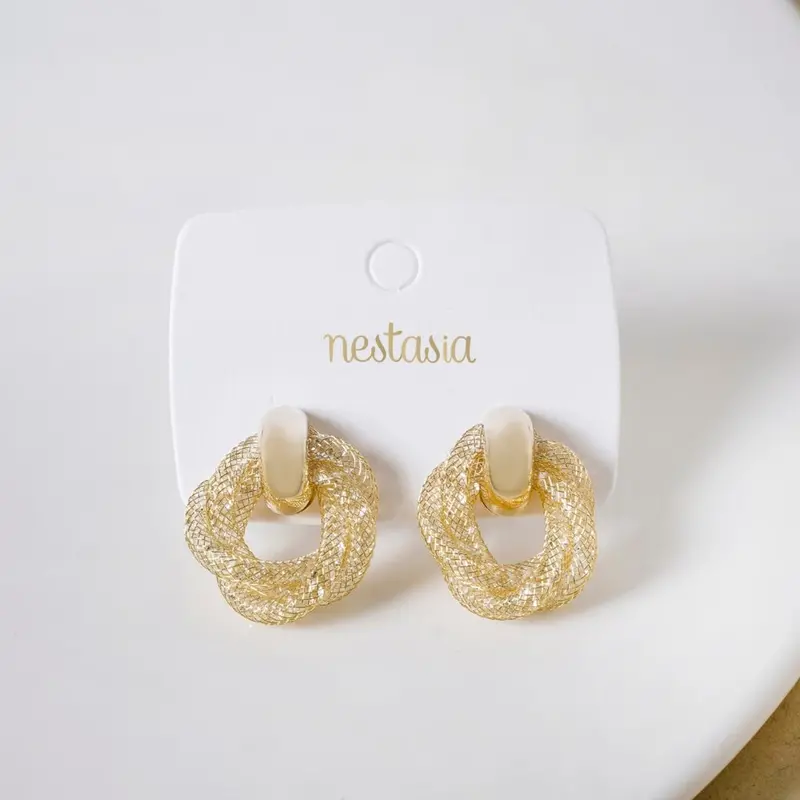 Fine-Weave Knotted Gold Hoop Earrings 1
