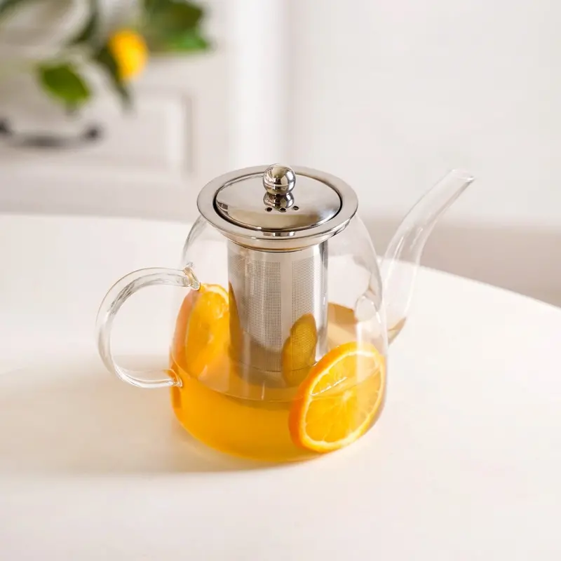Flame-Safe Borosilicate Glass Teapot – 1L Strainer Teapot For Stovetop Use 1