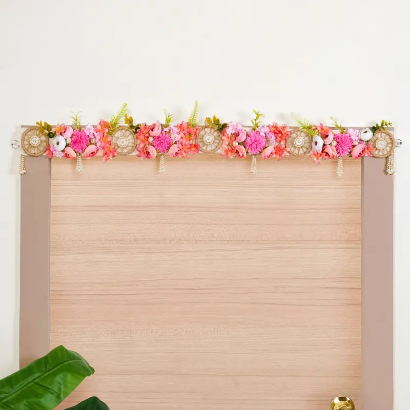 Floral And Pearl-Adorned Decorative Toran For Doorways 1