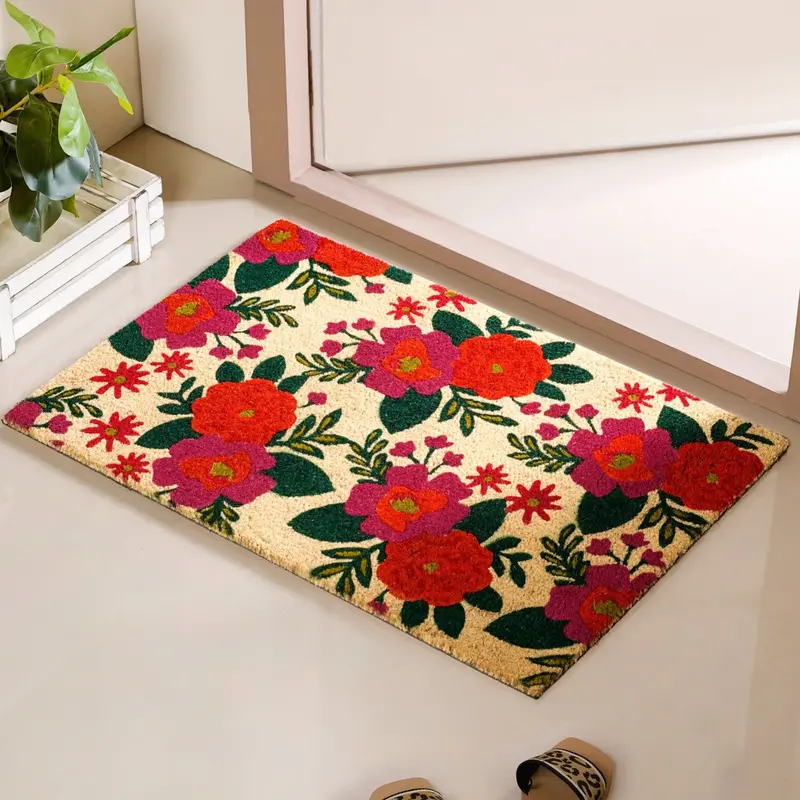 Floral Bouquet Design Coir Doormat – 36X24 Inches 1
