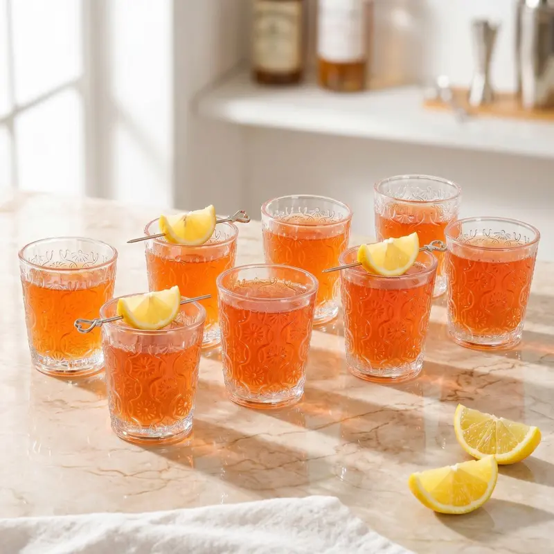 Floral Embossed Shot Glass Set – 12-Piece, 55 Ml Botanical-Themed Barware 1