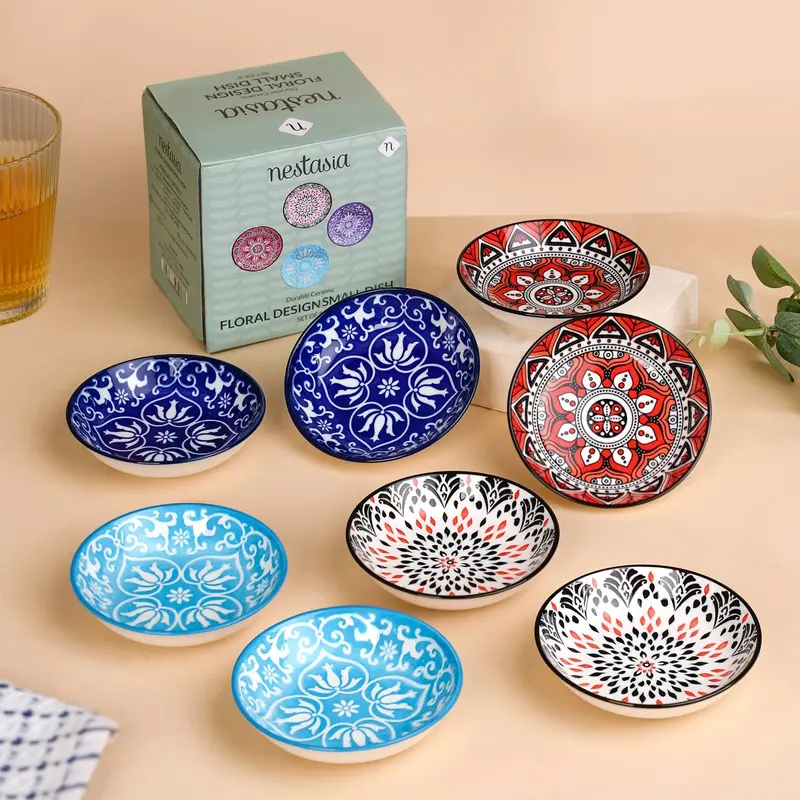 Floral Mandala Ceramic Mini Bowls – Set Of 8 (70Ml) 1