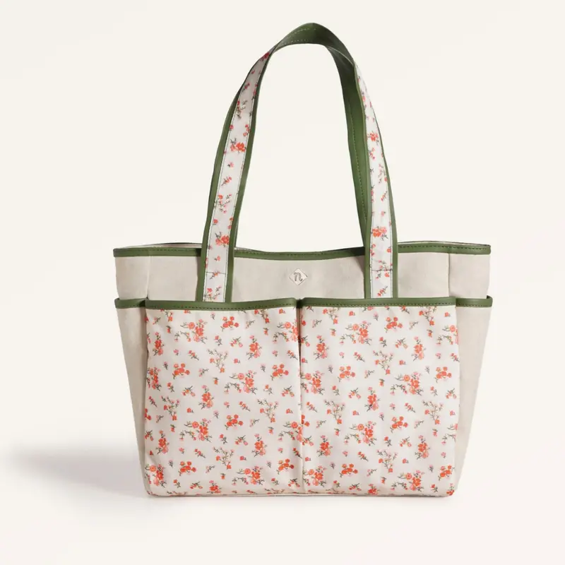 Floral-Print Cotton Canvas Tote Bag – Lightweight Everyday Carryall 1