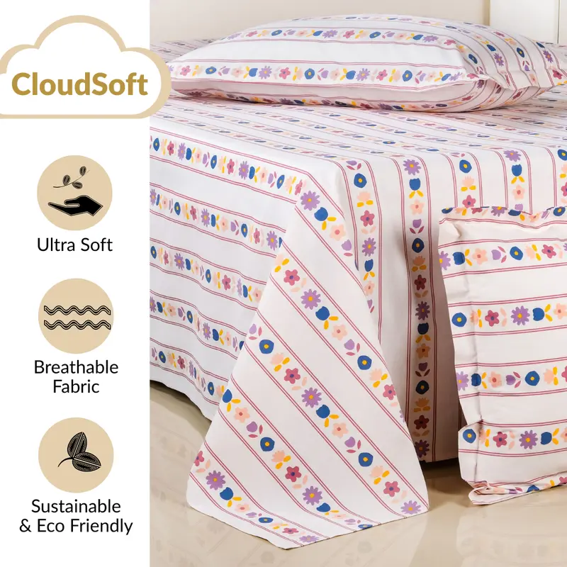 Floral Retreat King-Sized 100% Cotton Bed Linen Set – 275 X 275 Cm 1