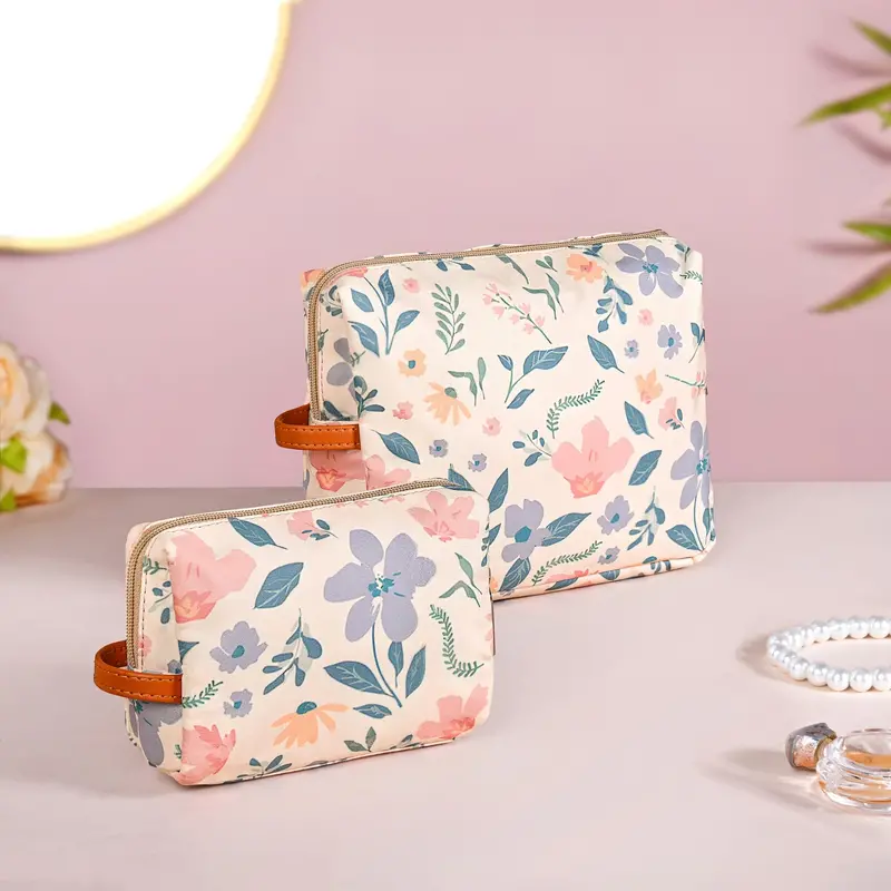 Floral Toiletry Kit Set – Dual Compartment Travel Organizer 1