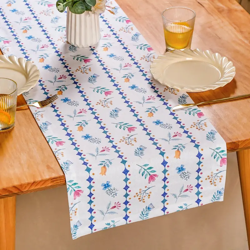 Florina 6-Person Cotton Table Runner – 190X36Cm Minimalist Design 1