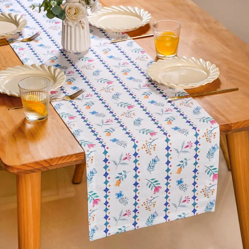 Florina 8-Person Cotton Table Runner – 266X36Cm Stylish Linen-Blend 1