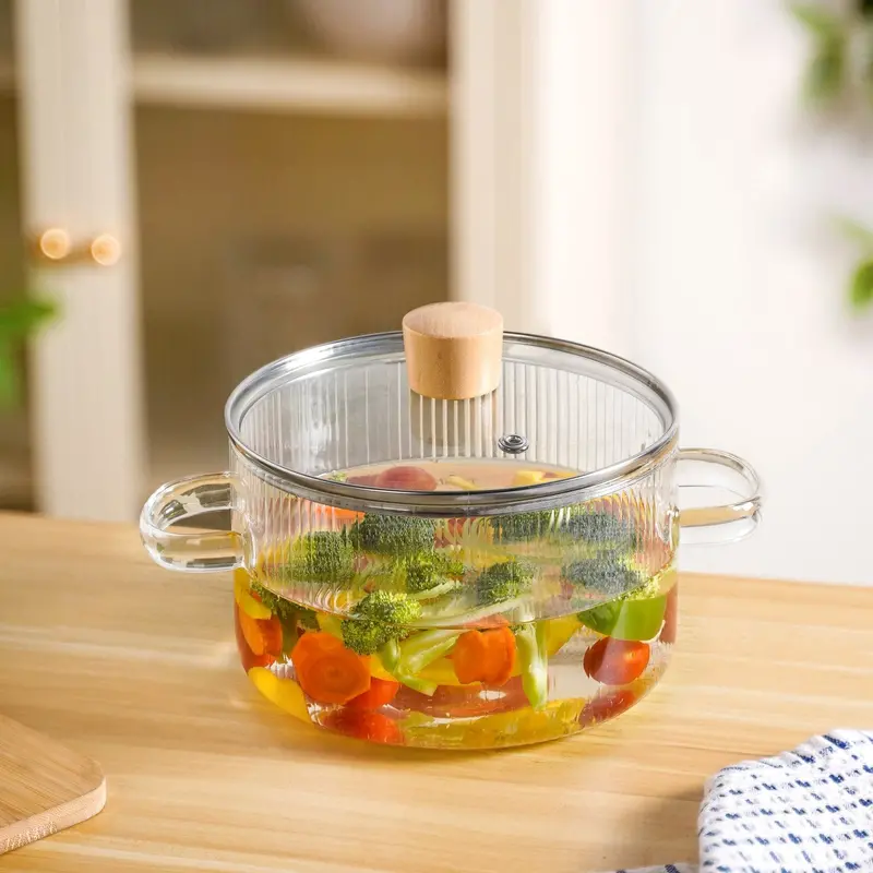 Fluted Glass Cooking Pot – 1.8L With Secure Lid And Elegant Contour 1