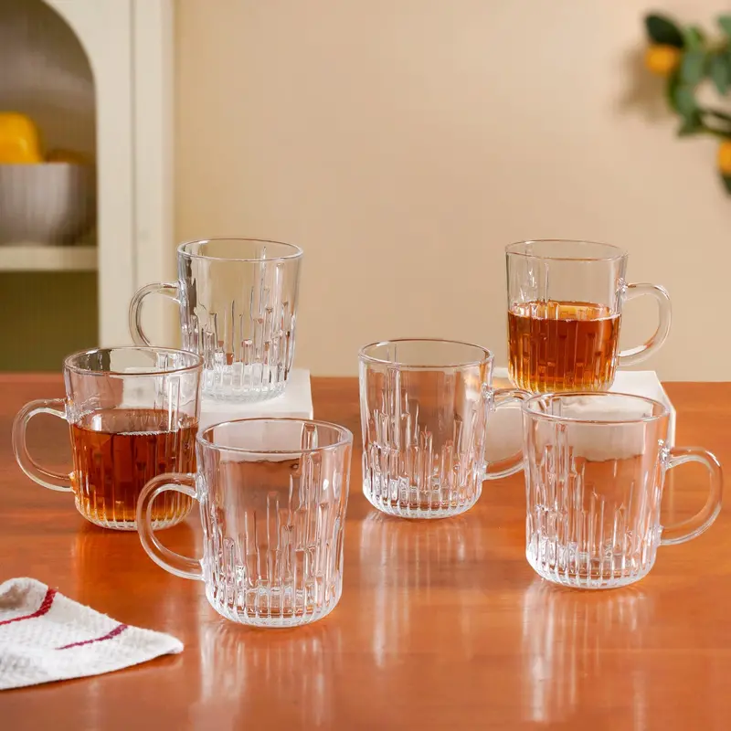 Fluted Glass Tumblers – Set Of 6, 229Ml Contemporary Drinkware With Vertical Grooves 1