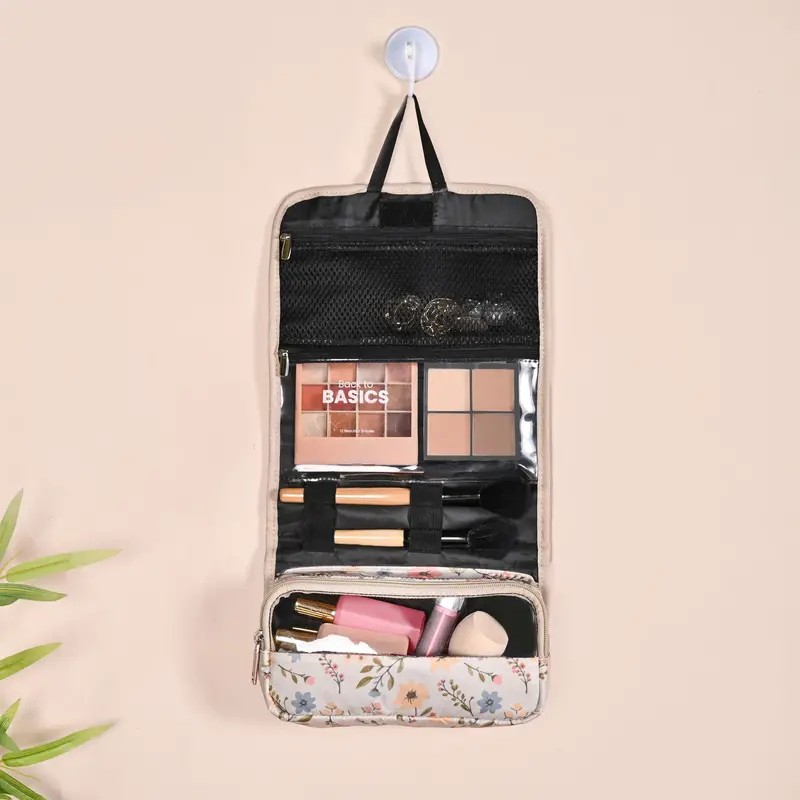 Foldable Botanical-Print Travel Kit Bag 1