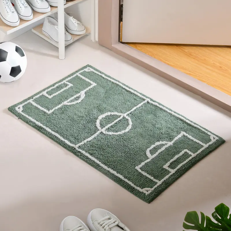 Football Field Design Cotton Non-Slip Floor Mat – 84X57Cm 1