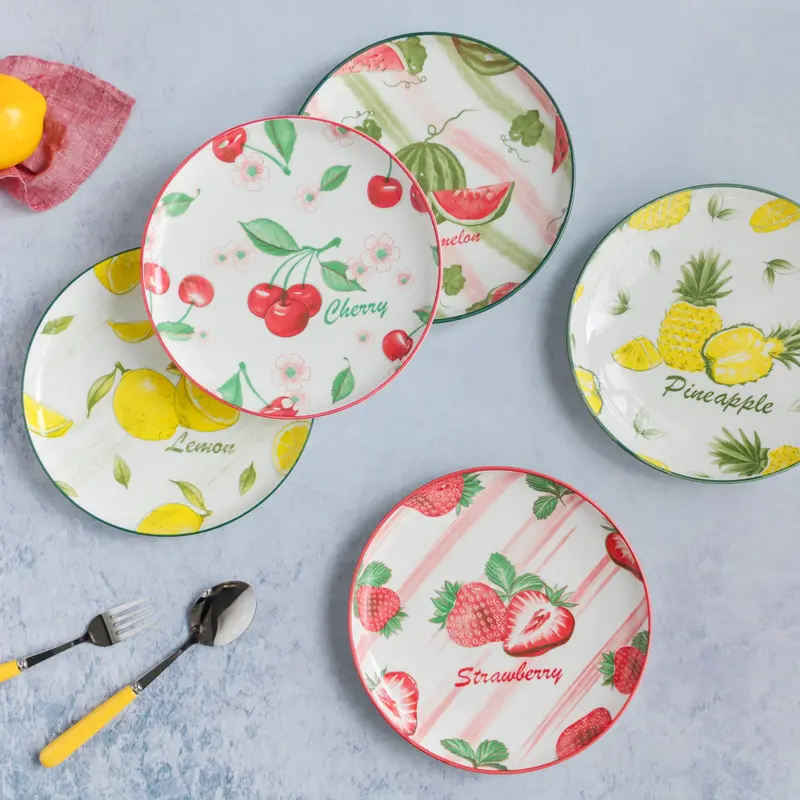 Fresh Fruit-Inspired Ceramic Dinner Plate – Vibrant Design 1